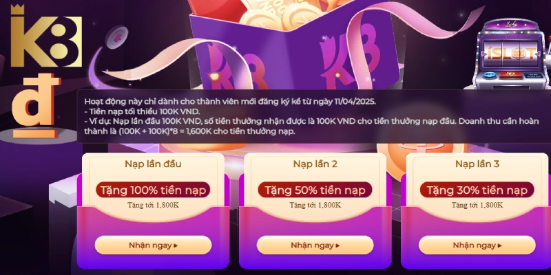 Nạp tiền K8Bet hỗ trợ đa dạng hình thức