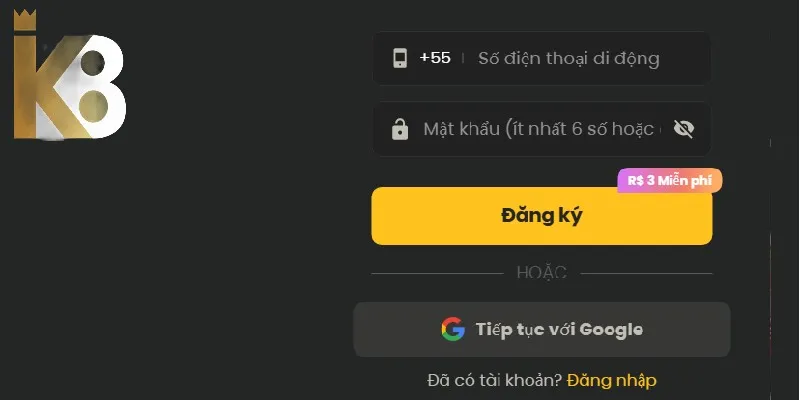 Đăng ký K8BET đơn giản